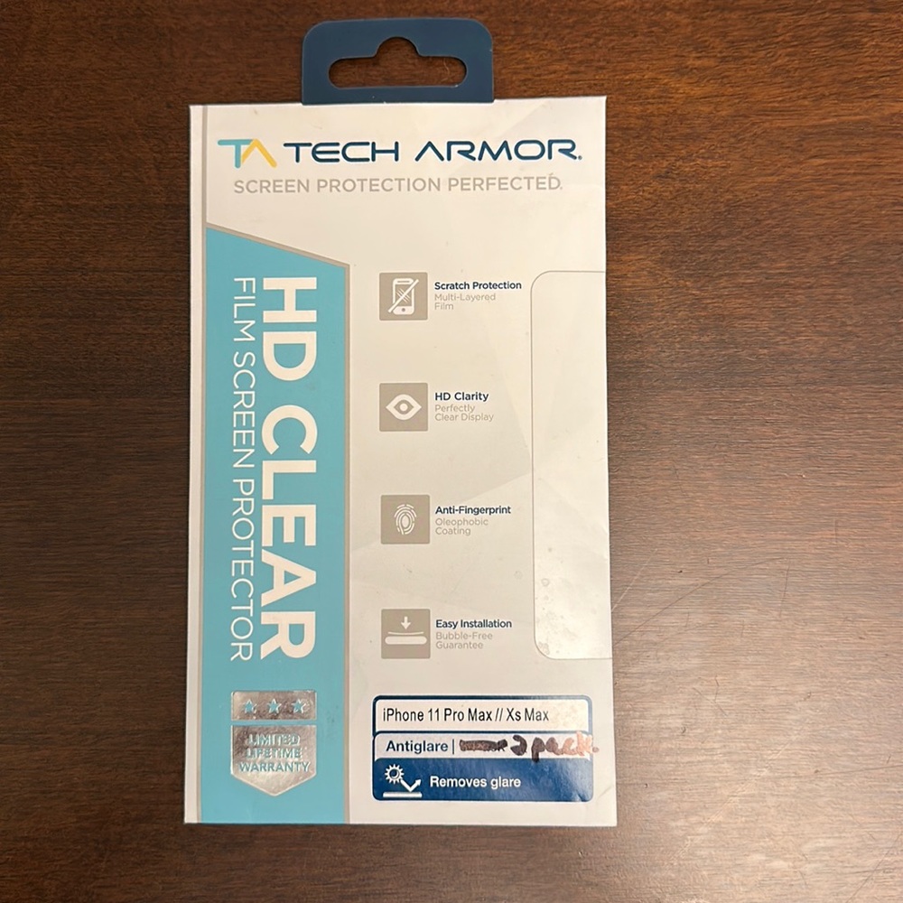 Tech Armor HD Clear Film Screen Protector. iPhone 11 Pro Max//Xs Max 2 Pack